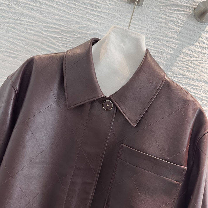 最高級シャネルスーパーコピー服 CHANEL 2026年秋冬 新作 レザージャケット ラムスキン ブラウン 2635204 シャネル レザージャケット - 画像 (9)