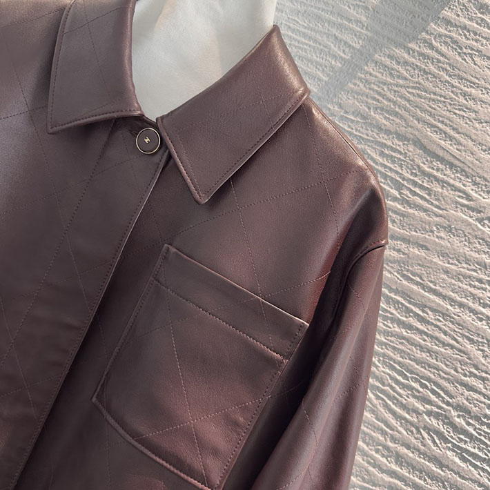 最高級シャネルスーパーコピー服 CHANEL 2026年秋冬 新作 レザージャケット ラムスキン ブラウン 2635204 シャネル レザージャケット - 画像 (6)