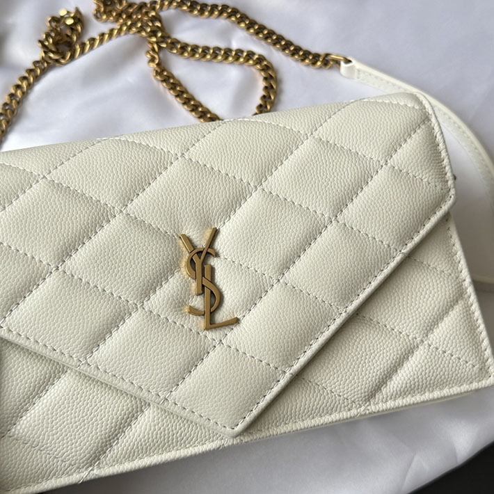 最高級サンローランスーパーコピー YSL パリ チェーンウォレット グレイン・ド・プードル レザー オフホワイト 871149AAGOZ9207 サンローラン バッグ アウトレット - 画像 (9)