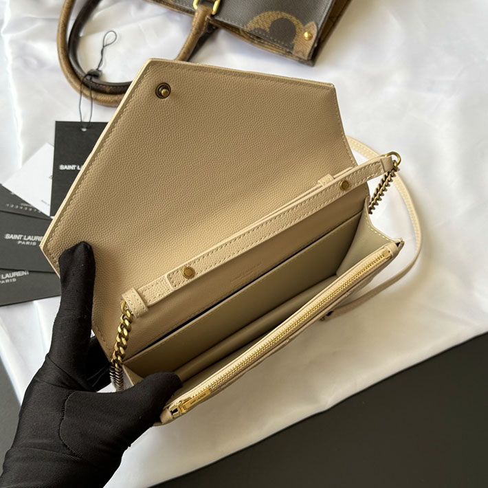 最高級サンローランスーパーコピー YSL パリ チェーンウォレット グレイン・ド・プードル レザー ダークベージュ 871149AAGOZ2721 サンローラン バッグ 人気ランキング - 画像 (3)