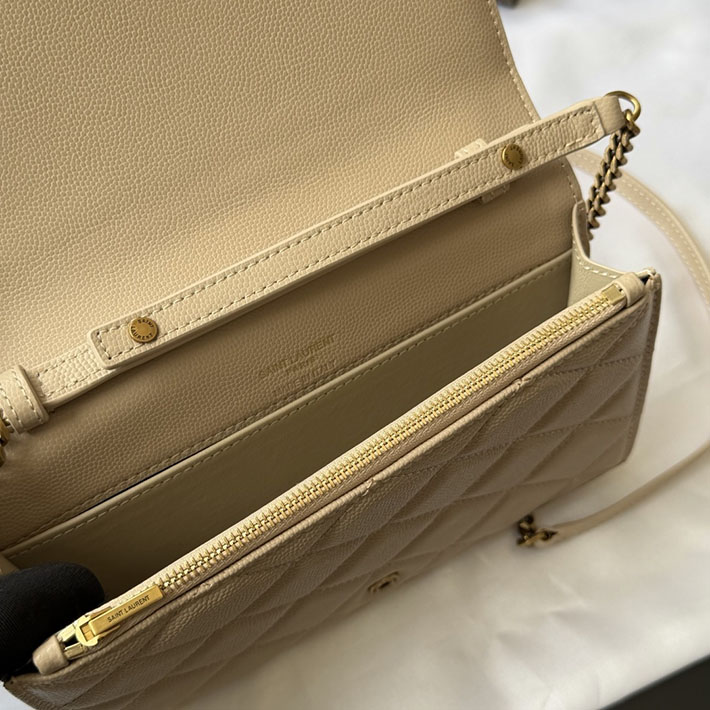 最高級サンローランスーパーコピー YSL パリ チェーンウォレット グレイン・ド・プードル レザー ダークベージュ 871149AAGOZ2721 サンローラン バッグ 人気ランキング - 画像 (2)