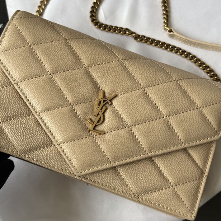 最高級サンローランスーパーコピー YSL パリ チェーンウォレット グレイン・ド・プードル レザー ダークベージュ 871149AAGOZ2721 サンローラン バッグ 人気ランキング - 画像 (9)