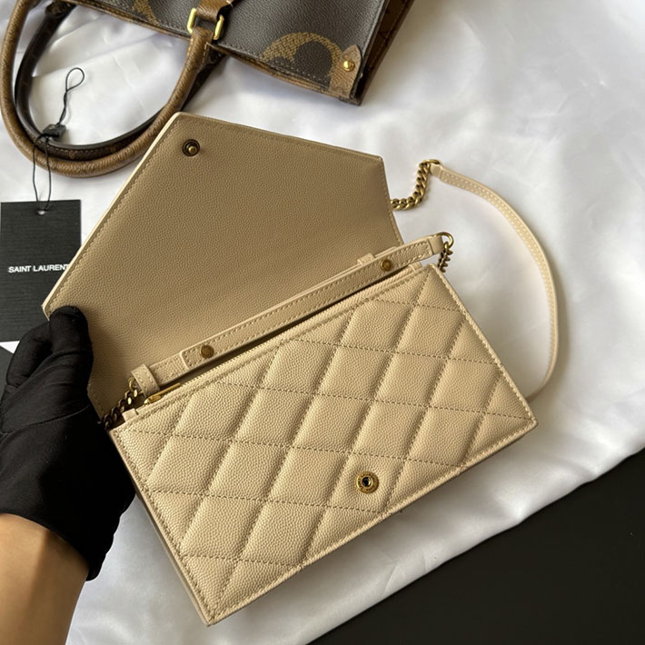 最高級サンローランスーパーコピー YSL パリ チェーンウォレット グレイン・ド・プードル レザー ダークベージュ 871149AAGOZ2721 サンローラン バッグ 人気ランキング - 画像 (6)