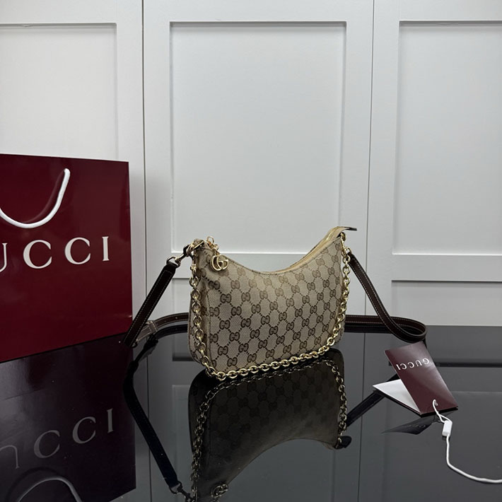 グッチ直営アウトレット店 GUCCI レディ ルネッタ チェーン スモール ショルダーバッグ サンド&ブラウン A0034B FAGGX 9651 グッチ バッグ アウトレット - 画像 (8)