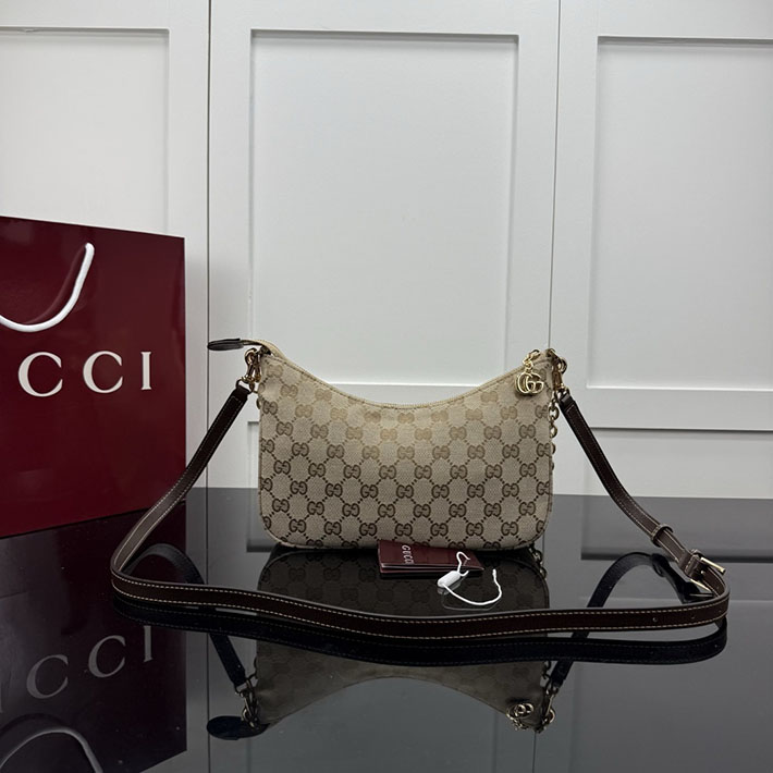 グッチ直営アウトレット店 GUCCI レディ ルネッタ チェーン スモール ショルダーバッグ サンド&ブラウン A0034B FAGGX 9651 グッチ バッグ アウトレット - 画像 (7)