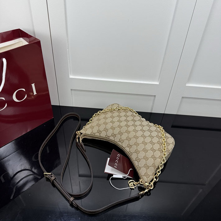 グッチ直営アウトレット店 GUCCI レディ ルネッタ チェーン スモール ショルダーバッグ サンド&ブラウン A0034B FAGGX 9651 グッチ バッグ アウトレット - 画像 (6)