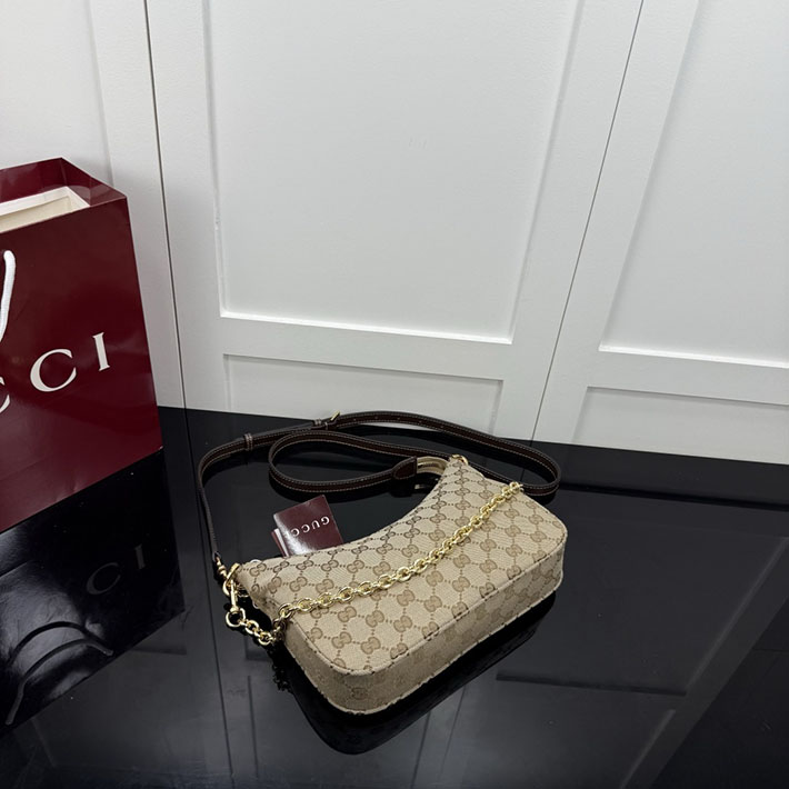 グッチ直営アウトレット店 GUCCI レディ ルネッタ チェーン スモール ショルダーバッグ サンド&ブラウン A0034B FAGGX 9651 グッチ バッグ アウトレット - 画像 (5)
