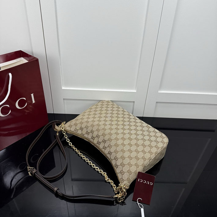 グッチ直営アウトレット店 GUCCI レディ ルネッタ チェーン ミディアム ショルダーバッグ サンド&ブラウン A006OA FAGGX 9651 レディース グッチ バッグ - 画像 (6)