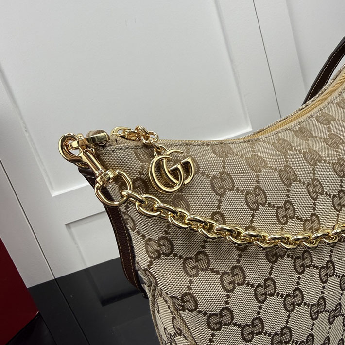 グッチ直営アウトレット店 GUCCI レディ ルネッタ チェーン ミディアム ショルダーバッグ サンド&ブラウン A006OA FAGGX 9651 レディース グッチ バッグ - 画像 (4)