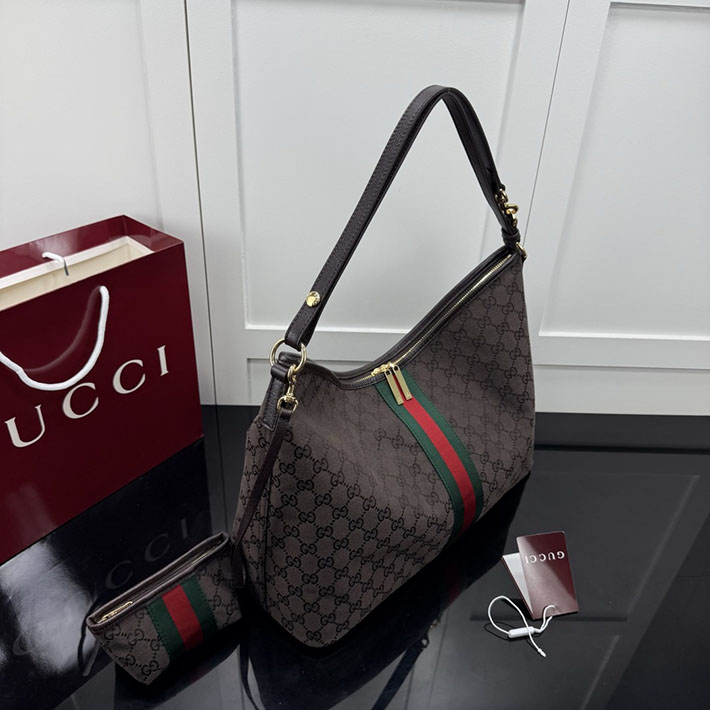 グッチ直営アウトレット店 GUCCI ウェブ ストライプ付き ラージ ショルダーバッグ ダークブラウン A008NS FAGK6 2544 グッチ バッグ 公式 - 画像 (9)