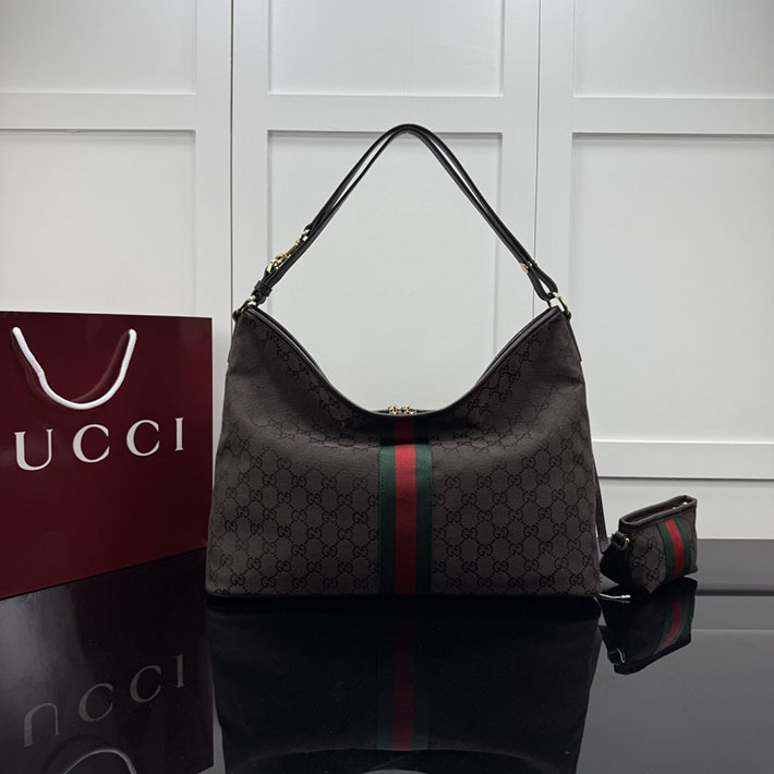 グッチ直営アウトレット店 GUCCI ウェブ ストライプ付き ラージ ショルダーバッグ ダークブラウン A008NS FAGK6 2544 グッチ バッグ 公式 - 画像 (8)