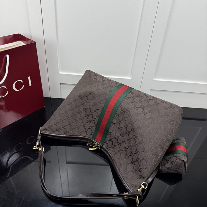 グッチ直営アウトレット店 GUCCI ウェブ ストライプ付き ラージ ショルダーバッグ ダークブラウン A008NS FAGK6 2544 グッチ バッグ 公式 - 画像 (7)