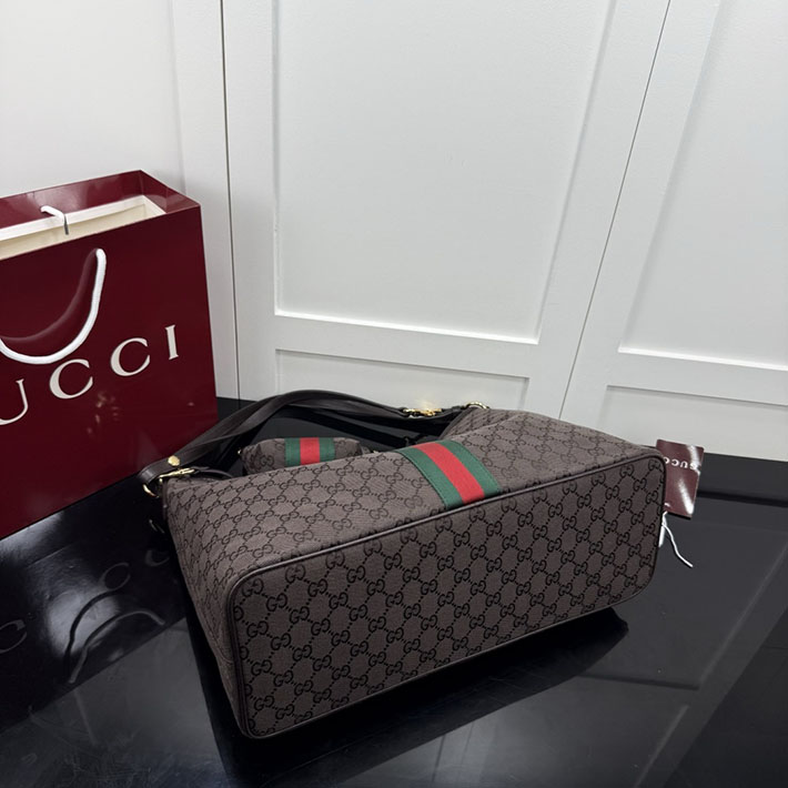グッチ直営アウトレット店 GUCCI ウェブ ストライプ付き ラージ ショルダーバッグ ダークブラウン A008NS FAGK6 2544 グッチ バッグ 公式 - 画像 (6)
