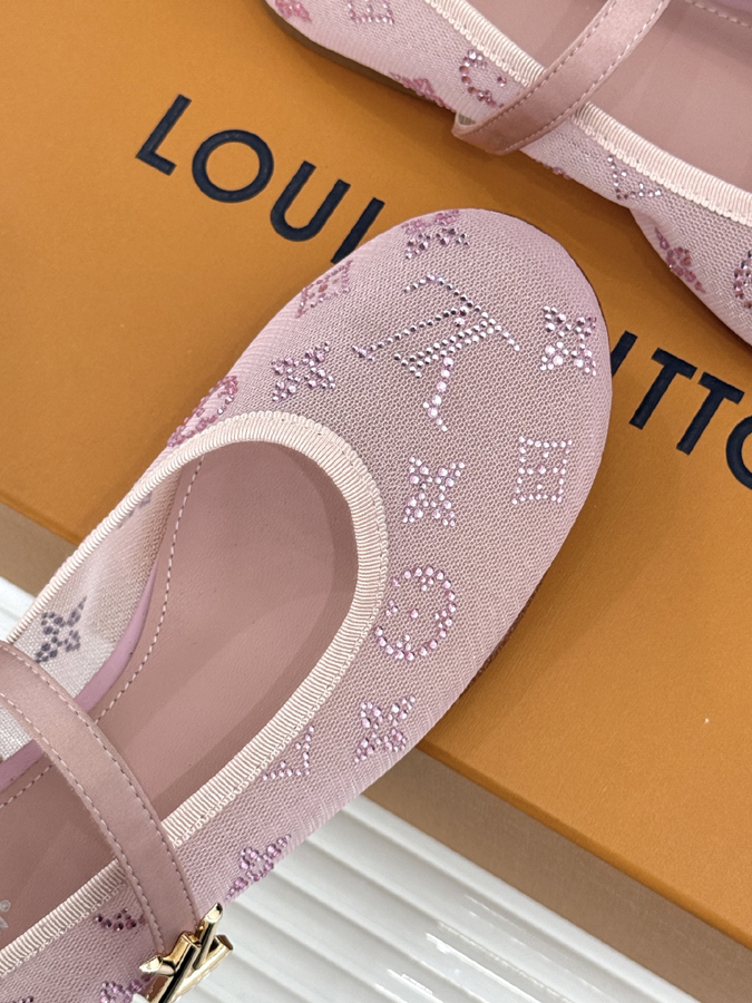 最高級ルイヴィトンスーパーコピー 靴 LOUIS VUITTONライト ピンク メッシュ スワロ マリアンヌ シューズ フラット バレリーナ ルイヴィトン バレリーナ メッシュ コピー - 画像 (6)