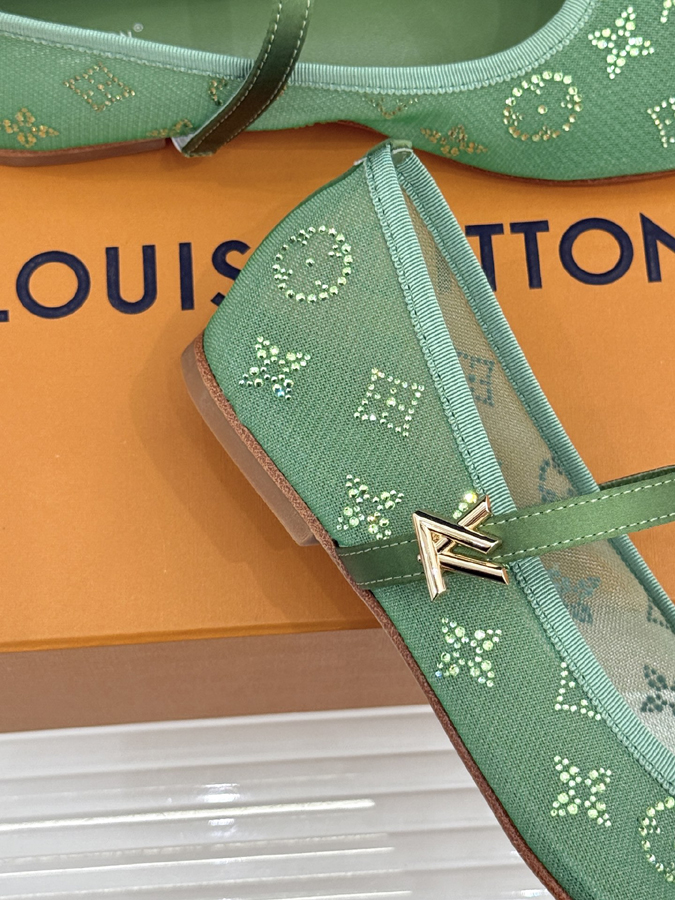 最高級ルイヴィトンスーパーコピー 靴 LOUIS VUITTONライト グリーン メッシュ スワロ マリアンヌ シューズ フラット バレリーナ ルイヴィトン バレリーナ フラット - 画像 (6)