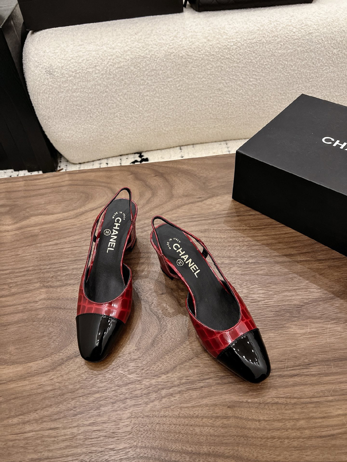 最高級シャネルスーパーコピー CHANELシャネル スリングバック ヒール ダブルC レッド ブラック エナメル レディース 靴 シャネル バレリーナ 定価 - 画像 (2)