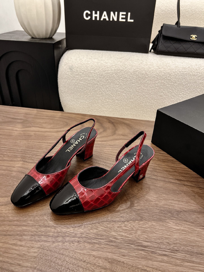 最高級シャネルスーパーコピー CHANELシャネル スリングバック ヒール ダブルC レッド ブラック エナメル レディース 靴 シャネル バレリーナ 定価 - 画像 (3)
