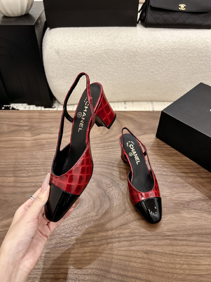 最高級シャネルスーパーコピー CHANELシャネル スリングバック ヒール ダブルC レッド ブラック エナメル レディース 靴 シャネル バレリーナ 定価 - 画像 (4)