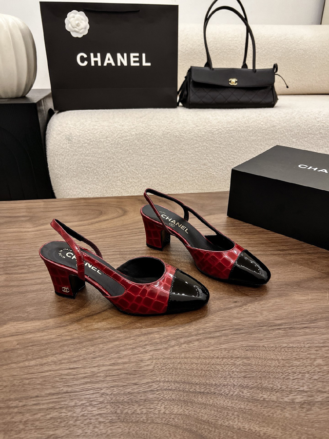 最高級シャネルスーパーコピー CHANELシャネル スリングバック ヒール ダブルC レッド ブラック エナメル レディース 靴 シャネル バレリーナ 定価 - 画像 (6)