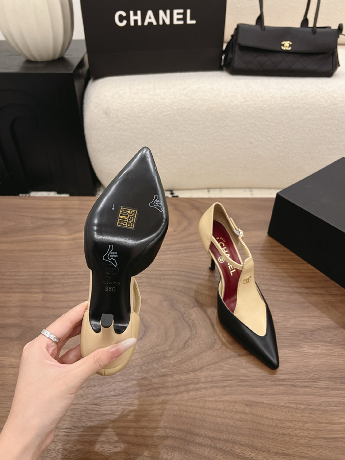 最高級シャネルスーパーコピー シャネル ポインテッドトゥ パンプス ダブルC ベージュ ブラック ストラップ シャネルパンプスサイズ - 画像 (9)