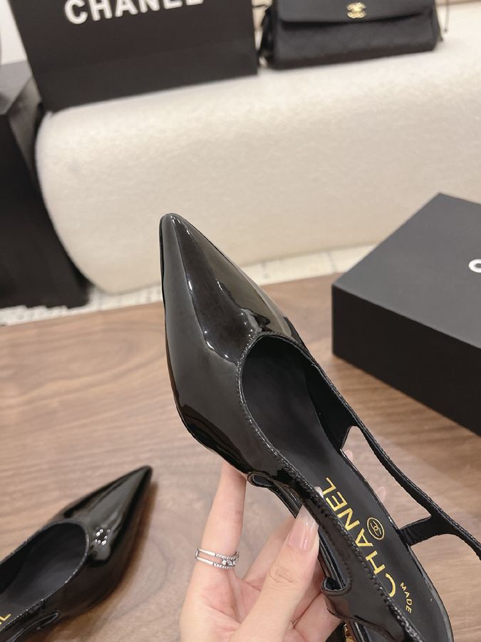 最高級シャネルスーパーコピー シャネル スリングバック パンプス ダブルC ブラック パテント レディース シャネル風 サンダル - 画像 (7)