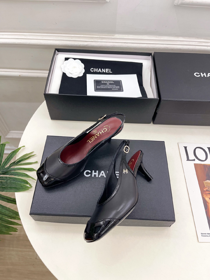 最高級シャネルスーパーコピー シャネル スリングバック パンプス ブラック パテント キャップ トゥ シャネル パンプス 黒 - 画像 (5)