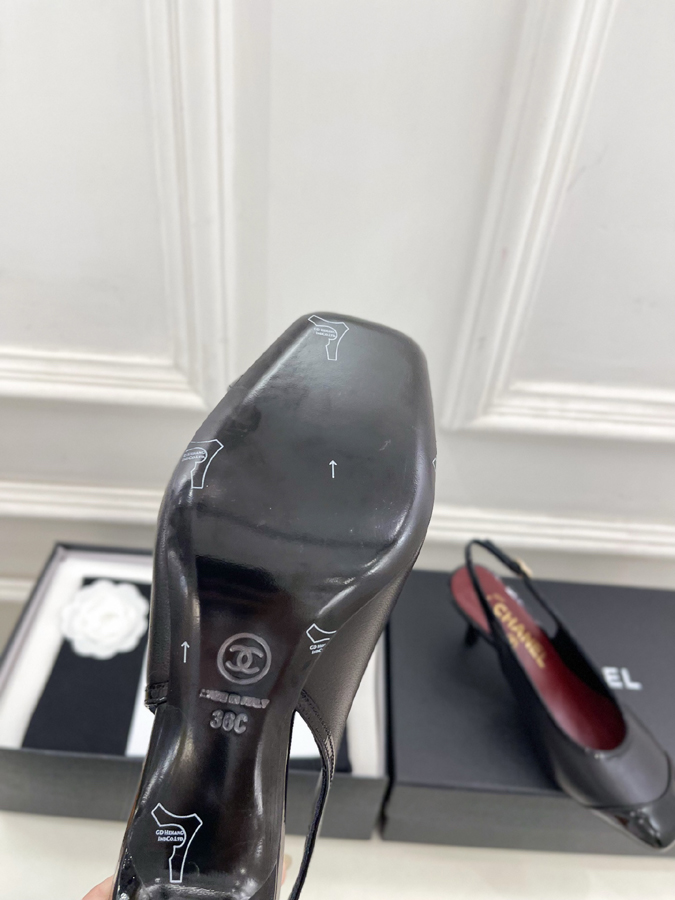 最高級シャネルスーパーコピー シャネル スリングバック パンプス ブラック パテント キャップ トゥ シャネル パンプス 黒 - 画像 (8)