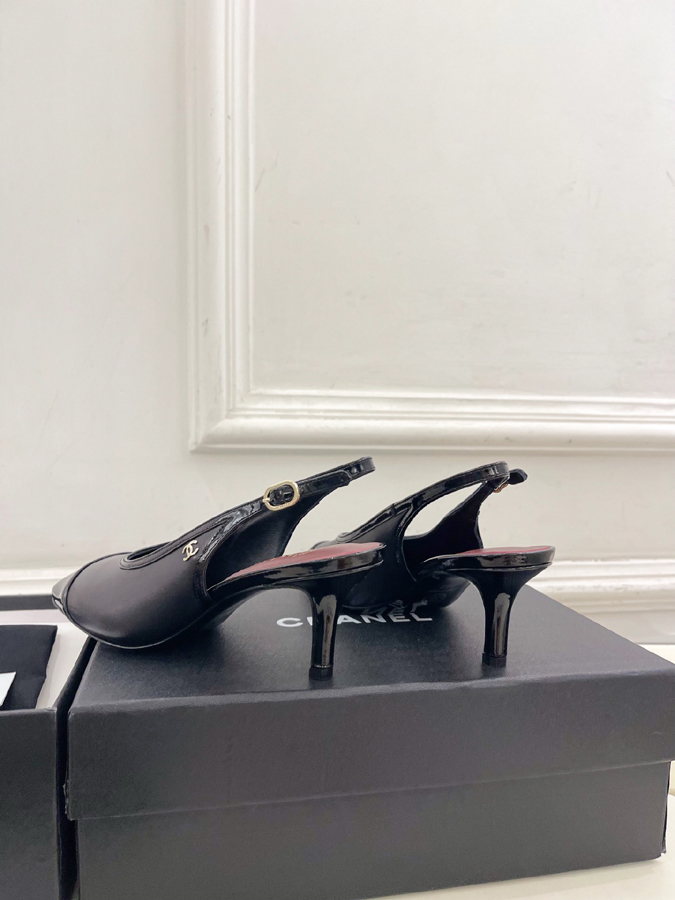 最高級シャネルスーパーコピー シャネル スリングバック パンプス ブラック パテント キャップ トゥ シャネル パンプス 黒 - 画像 (9)