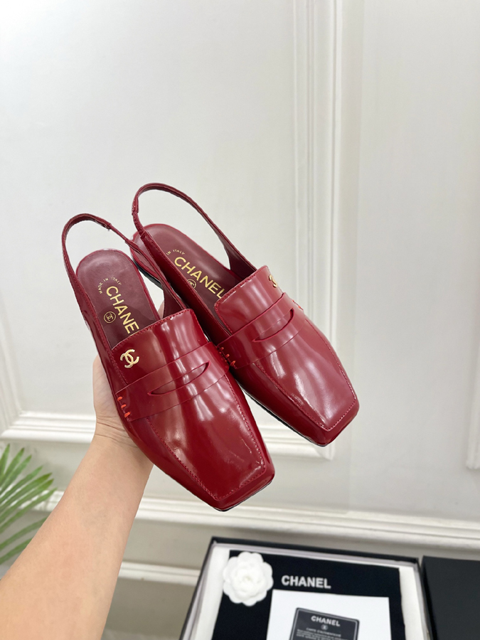 最高級シャネルスーパーコピー シャネル スリングバック ローファー レッド エナメル ダブルC ロゴ スクエア トゥ レディース - 画像 (5)