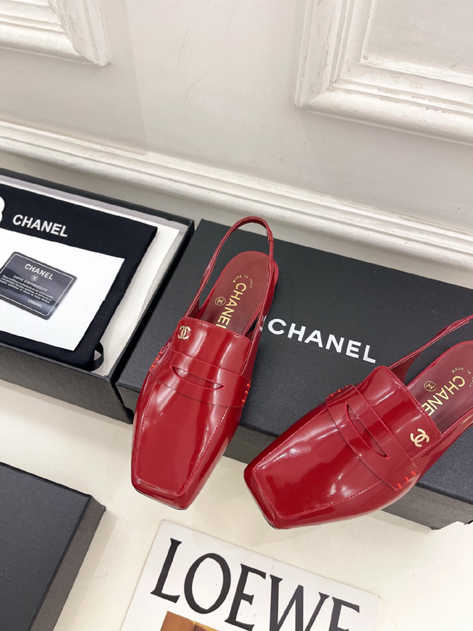 最高級シャネルスーパーコピー シャネル スリングバック ローファー レッド エナメル ダブルC ロゴ スクエア トゥ レディース - 画像 (6)