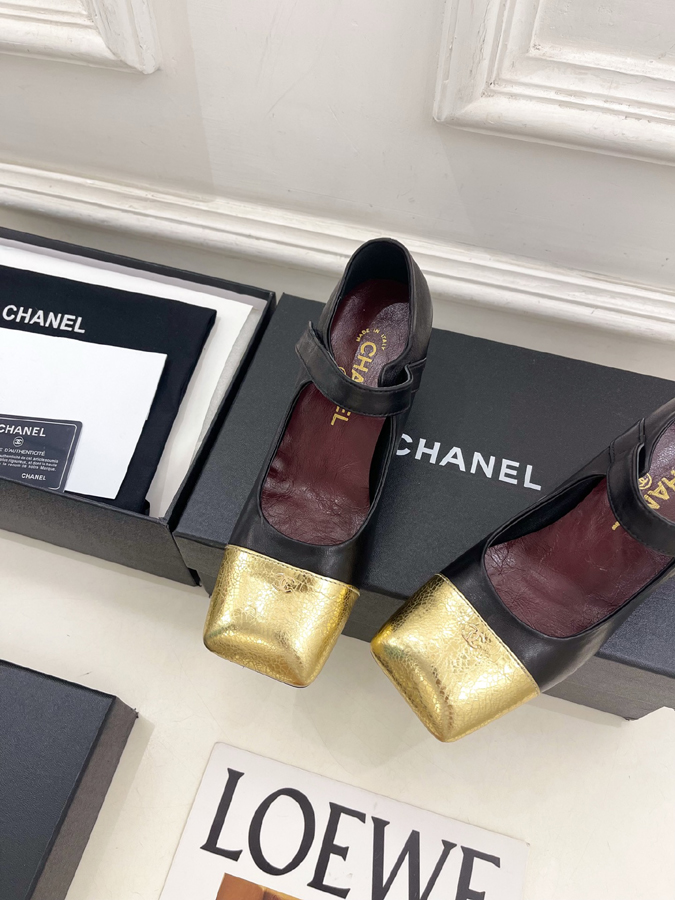 最高級シャネルスーパーコピー シャネル マリアンヌパンプス ブラック ゴールド スクエアトゥ ブロックヒール シャネル パンプス 黒 - 画像 (6)