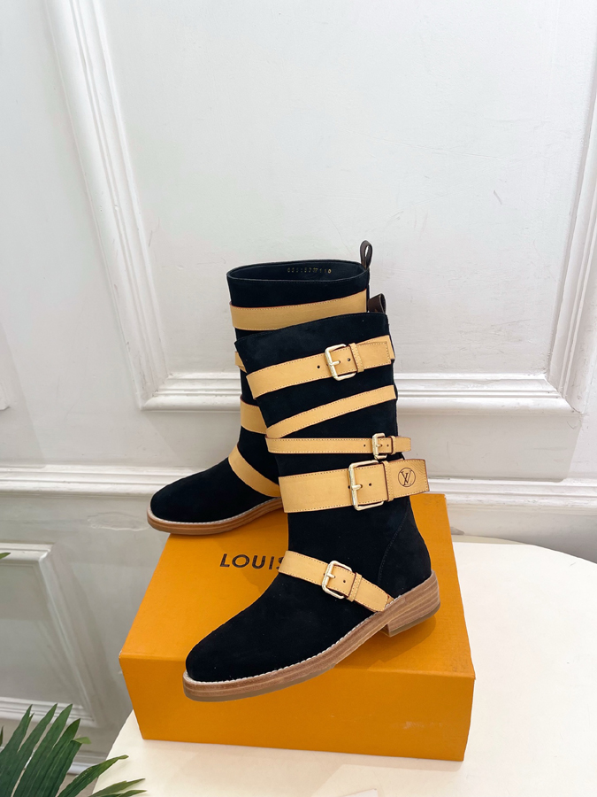 最高級ルイヴィトンスーパーコピー 【LOUIS VUITTON】ルイヴィトン ミドルブーツ スエード クロスストラップ バックル Vロゴ ルイヴィトンアンクルブーツ ルイヴィトン 長靴 - 画像 (3)
