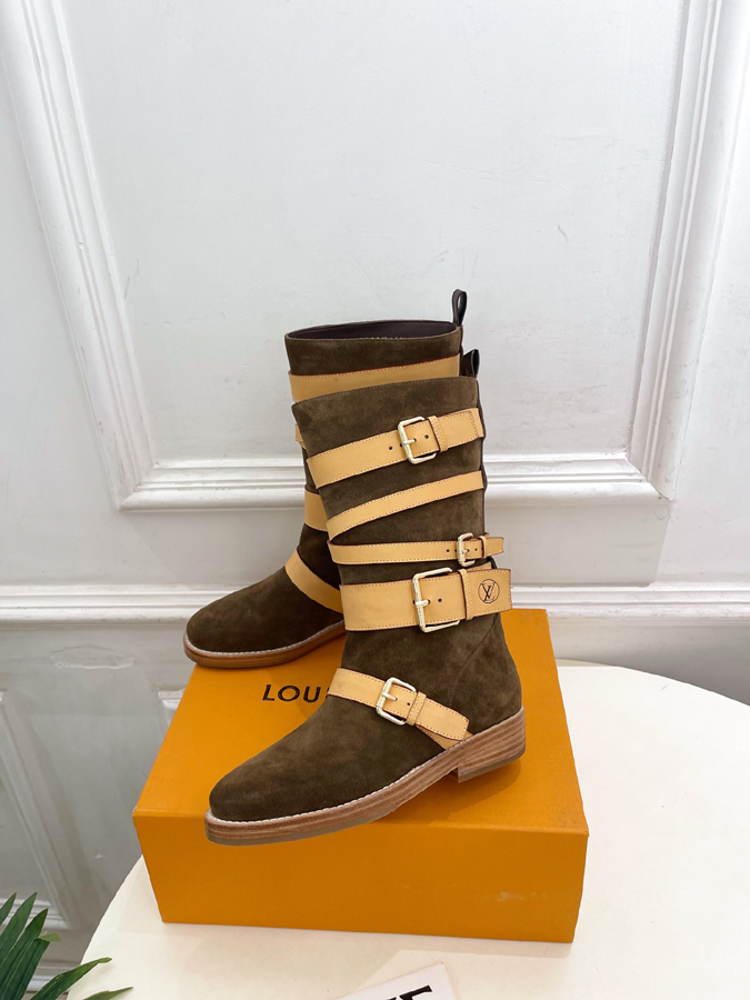 最高級ルイヴィトンスーパーコピー 【LOUIS VUITTON】ルイヴィトン ブーツ ヴィンテージ バイカー スエード & レザー クロスベルト ルイヴィトンアンクルブーツ レディース - 画像 (3)