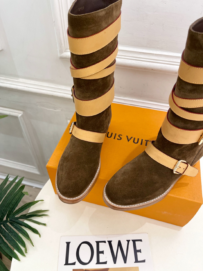 最高級ルイヴィトンスーパーコピー 【LOUIS VUITTON】ルイヴィトン ブーツ ヴィンテージ バイカー スエード & レザー クロスベルト ルイヴィトンアンクルブーツ レディース - 画像 (6)