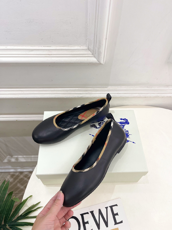 最高級バーバリースーパーコピー BURBERRYバーバリー ロビン バレリーナ シューズ 黒 レザー クラシックチェック バーバリースニーカー コピー - 画像 (3)