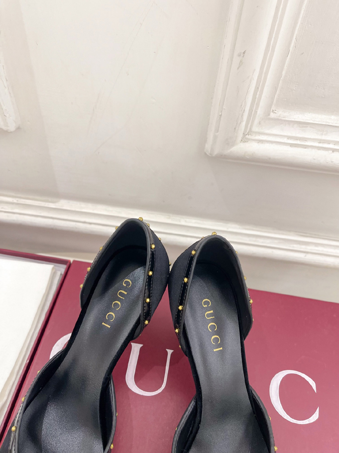 グッチ直営アウトレット店 靴 GUCCI グッチ パンプス レディース ブラック レザー ホースビット スタッズ ポインテッドトゥ グッチサ ハイヒール - 画像 (6)