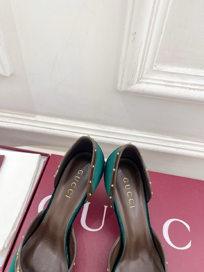グッチ直営アウトレット店 靴 GUCCI グッチ スリングバック パンプス レディース グリーン ホースビットポインテッドトゥ グッチ スタッズ ハイヒール - 画像 (7)