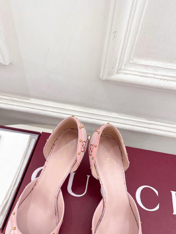グッチ直営アウトレット店 靴 GUCCI グッチ サヴォア スリングバック パンプス レディース ピンク ホースビット スタッズ ポインテッドトゥ ハイヒール - 画像 (7)