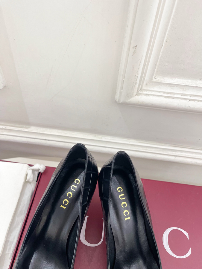 グッチ直営アウトレット店 靴 GUCCI グッチ パンプス ハイヒール クロコ型押しレザー ホースビット グッチ ポインテッドトゥ グッチ ヒール - 画像 (7)