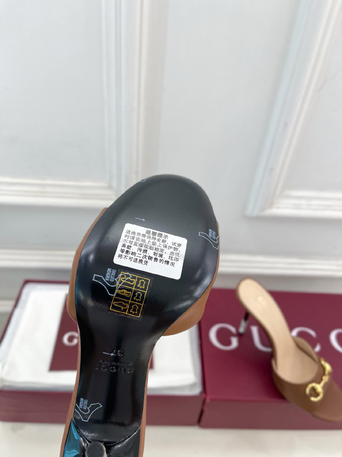 グッチ直営アウトレット店 靴 GUCCI グッチ ミュール サンダル ハイヒール 光沢レザー ホースビット クリスタルヒール グッチ 靴 サイズ - 画像 (9)