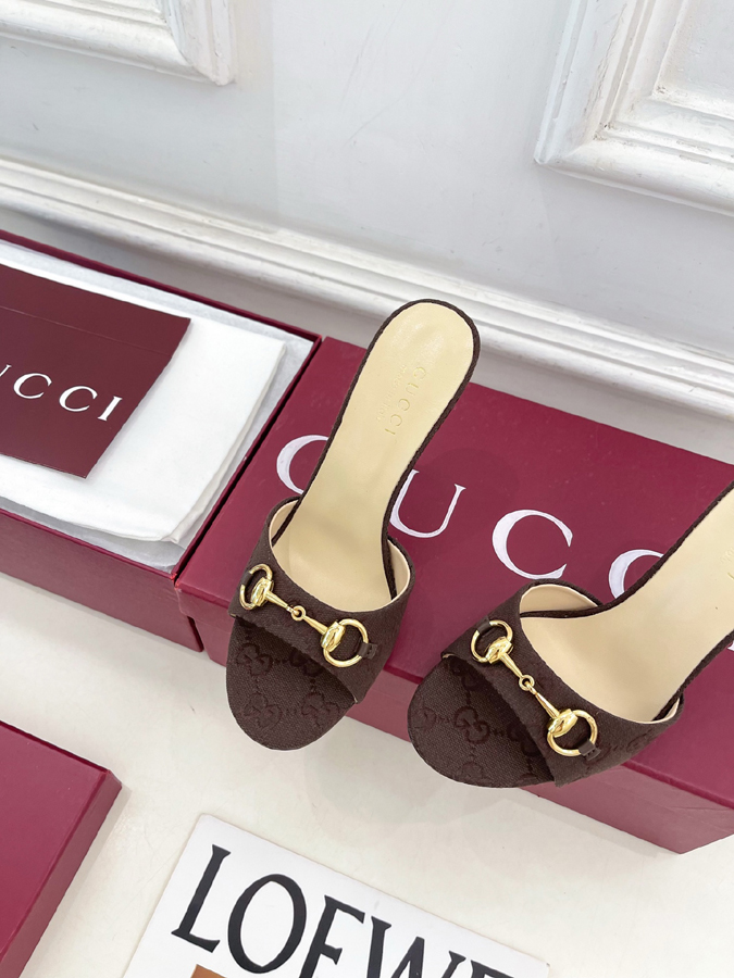 グッチ直営アウトレット店 靴 GUCCI グッチ ミュール サンダル ハイヒール GGキャンバス ホースビット クリスタルヒール グッチ 靴 レディース - 画像 (6)
