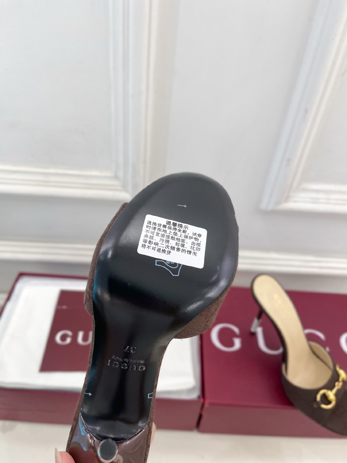 グッチ直営アウトレット店 靴 GUCCI グッチ ミュール サンダル ハイヒール GGキャンバス ホースビット クリスタルヒール グッチ 靴 レディース - 画像 (9)